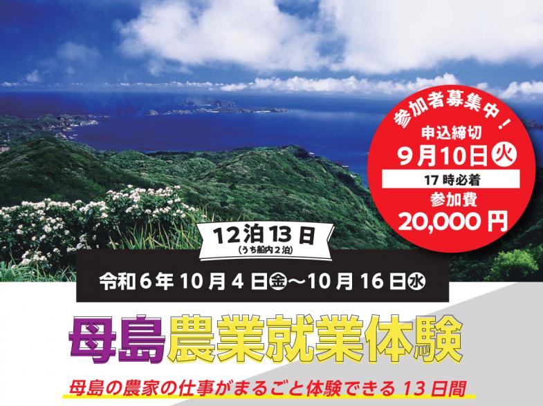 農家の仕事がまるごと体験できる12日間☆☆小笠原諸島 母島「農業就業体験」☆☆